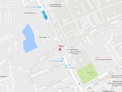 Бэклайт A в Харькове Клочковская ул. - Тобольская ул., из центра схема