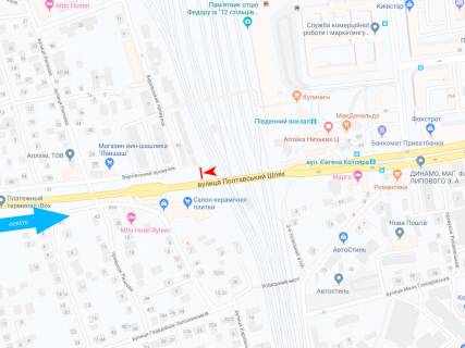 Скроллер A в Харькове, 3,1х2,2  Полтавский шлях ул. - Верховский пер., из центра - 383027 схема