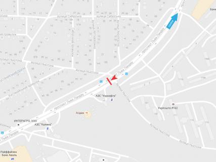 Билборд B в Харькове, 3х6  просп. Льва Ландау (50-річчя СРСР) + Ньютона вул., з центру схема