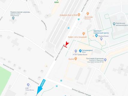 Билборд B в Харькове, 3х6  Леся Сердюка (Командарма Корка) ул., 36, в центр  (Класс) схема