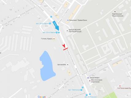 Билборд A в Харькове, 3х6  Клочківська вул., навпроти будинку 228,  в центр схема
