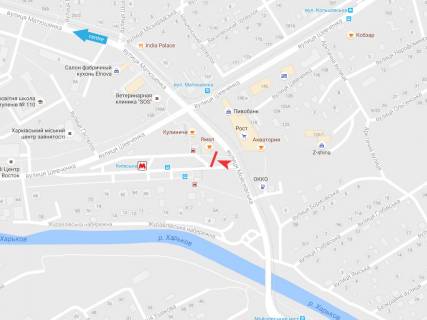 Билборд A в Харькове, 3х6  Шевченка вул. - Мойсеївська вул. (СМ Рост), в центр схема