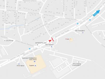 Билборд A в Харькове, 3х6  просп. Льва Ландау (50-річчя СРСР) 43, в центр схема