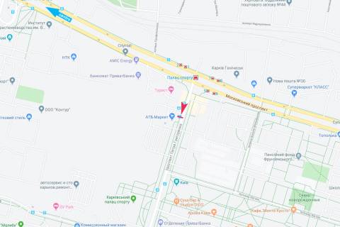 Ситилайт A в Харькове, 1,24х1,84  Петра Григоренко, 2/144 (остановка "ст.м. "Дворец Спорта"), из центра схема