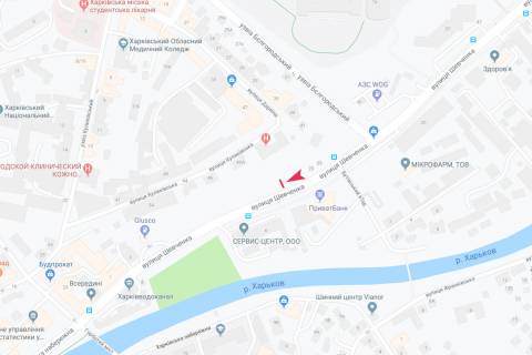 Білборд, Бігборд (Борд)  A у Харкові, 3х6  Шевченка вул. (навпроти будинку № 6), в центр схема