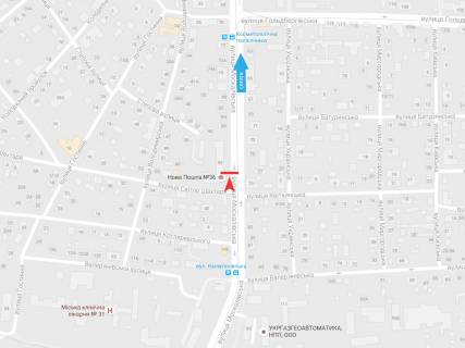 Білборд, Бігборд (Борд)  B у Харкові, 3х6  Москалівська (Жовтневої Революції) вул., 92, в центр схема