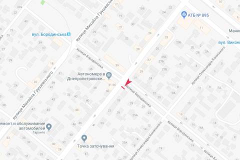 Беклайт B у Дніпро (Дніпропетровськ), 3,1х2,2  Олександра Кониського (Володарського) вул. - Вартових Неба (Бородинська) вул. схема