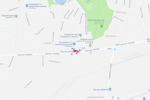 Билборд B в Днепр (Днепропетровск), 3х6  Панаса Мирного вул. - Свободи просп., (перехрестя) схема
