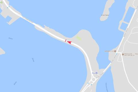 Билборд A в Днепр (Днепропетровск), 2,9х5,9  Усть-Самарський міст - Томська  вул., перед мостом, напрямок на ж/м Сонячний схема