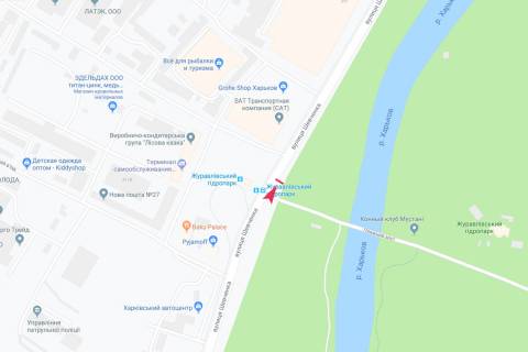 Ситилайт A в Харькове, 1,24х1,84  Шевченко, 272 (остановка "Журавлевский гидропарк"), из центра схема