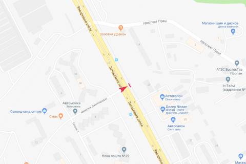 Призма A в Днепр (Днепропетровск), 3х6  Запорізьке шосе - Джинчарадзе пров. (ж/м Тополя - 1) - 452315 схема