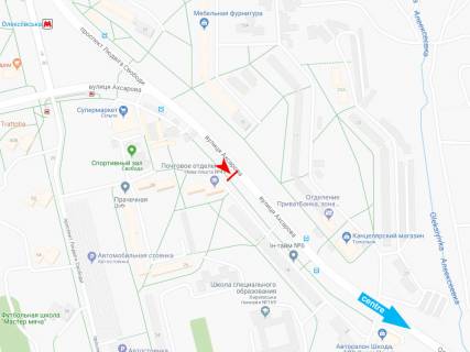 Билборд A в Харькове, 3х6  Ахсарова вул., 16, в центр схема