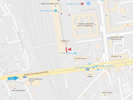 Білборд, Бігборд (Борд)  A у Василівці, 3х6  Привокзальная пл., 1 Гостиница "Экспресс" Южный вокзал схема