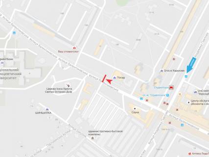 Білборд, Бігборд (Борд)  A у Харкові, 3х6  Валентинівська вул.,15, в центр схема