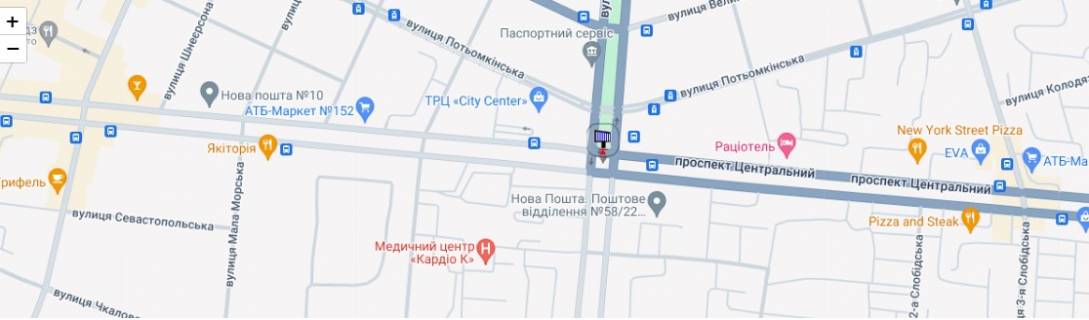 Билборд A в Николаеве просп. Центральный - ул. Садовая схема
