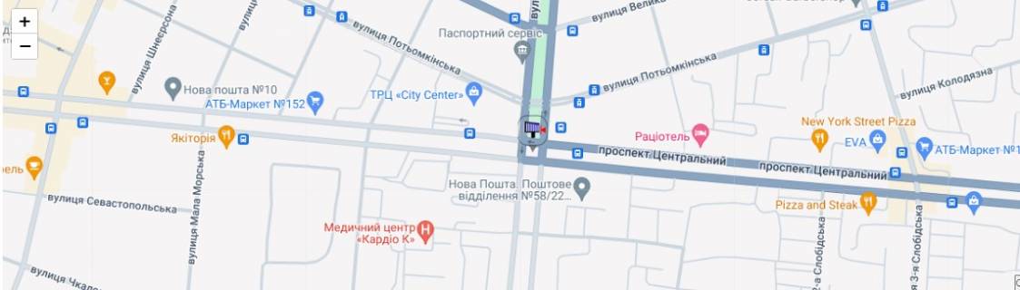 Білборд, Бігборд (Борд)  A у Миколаєві просп. Центральный - ул. Садовая схема