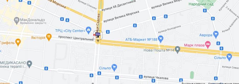 Билборд A в Николаеве просп. Центральный - ул. Садовая схема