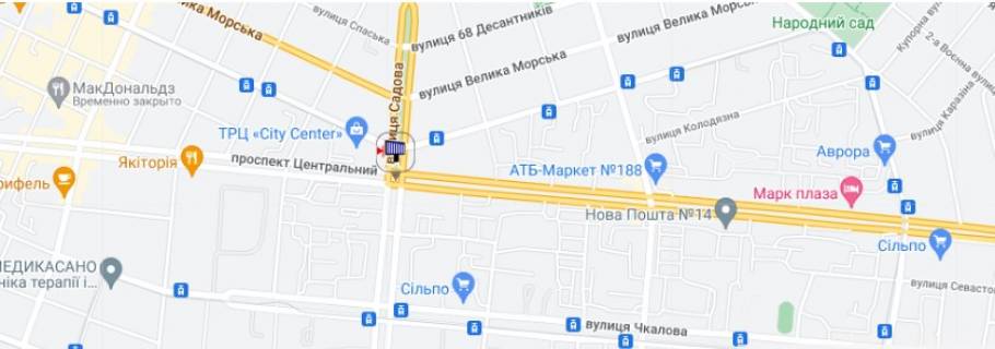 Білборд, Бігборд (Борд)  A у Миколаєві просп. Центральный - ул. Садовая схема