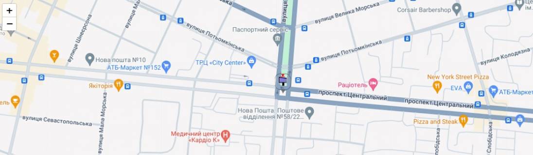 Билборд A в Николаеве просп. Центральный - ул. Садовая схема