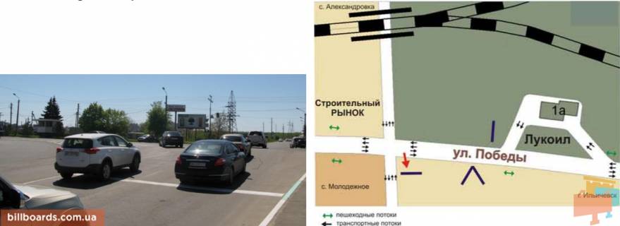 Билборд B в Черноморск (Ильичевск) перекрёсток ул.Промышленной, ул.Победы, №02-Б фото 1