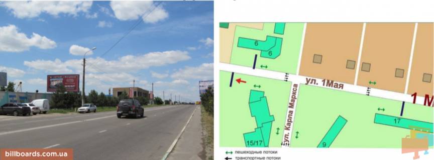 Билборд B в Черноморск (Ильичевск) перекрёсток ул.1Мая, ул.Карла Маркса, №15-Б фото 1