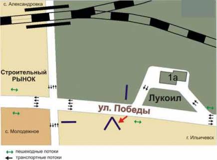 Билборд B в Черноморск (Ильичевск) ул.Промышленная, пост ГАИ, №04-Б схема