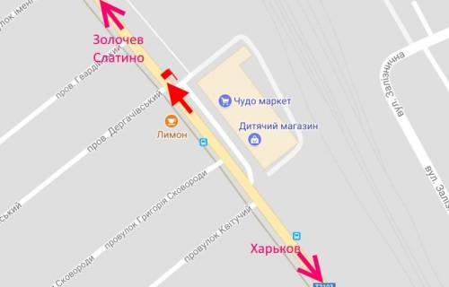 Билборд A в Дергачах, 3х6  Дергачі-вул. Сумський шлях-Чудо-маркет-у бік Золочева схема