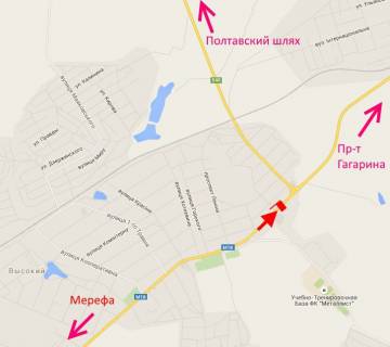 Билборд B в Высоком, 3х6  Сімферопольське шосе-сел. Високий-пост Поліції-біля АЗС "Б-сеть"-2-в'їзд у місто схема