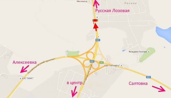 Білборд, Бігборд (Борд)  B у , , 3х6  Білгородське шосе-пост ДАІ-виїзд з міста схема