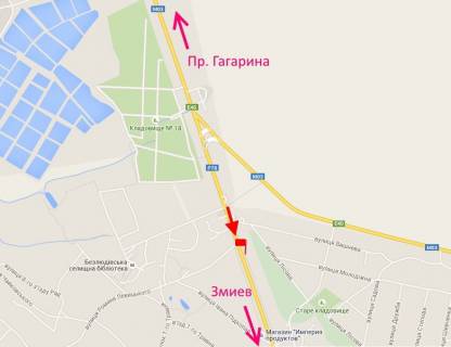 Билборд B в Безлюдовке, 3х6  Пр-т Аерокосмічний - розв'язка з кільцевою- біля АЗС "ОВІС"-прапорець №1-із центру схема