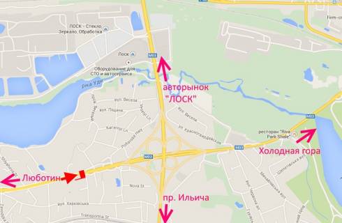 Билборд A в Песочине Полтавський шлях-пров. Харківський-перед постом Поліції-прапорець №2-в центр схема