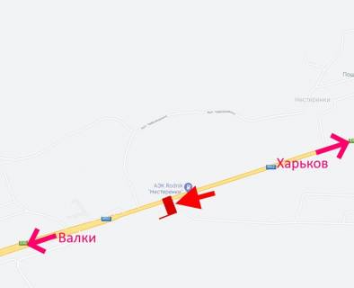 Билборд B в трасах Харкова Траса Київ-Харків-сел. Нестеренки-біля АЗС Rodnik -у бік Валок схема