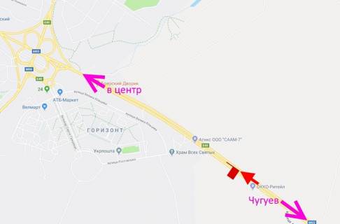 Билборд A в Харькове просп. Героїв Харкова (Московський) - Ростовська траса біля АЗС ОККО-4-в центр схема