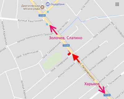 Билборд B в Дергачах Дергачі-вул. Сумський шлях-стадіон-у бік Золочева схема