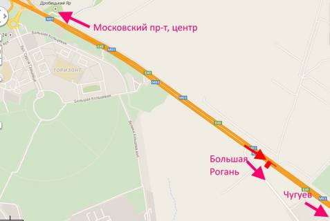 Билборд A в Харькове Пр-т Героїв Харкова - Ростовська траса-519км-2-із центру схема