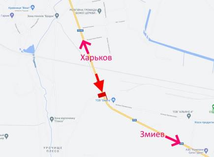 Билборд B в Харькове Траса Харків-Зміїв-сел. Васищеве-вул Промислова-біля Омега-прапорець №2-у бік Змієва схема