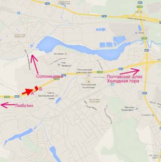 Билборд A в Песочине Полтавський шлях-Пісочин-вул. Автомобільна-прапорець №3-в центр схема