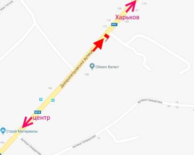 Билборд A в Мерефе Мерефа-вул. Дніпровська 185 у бік Харкова схема