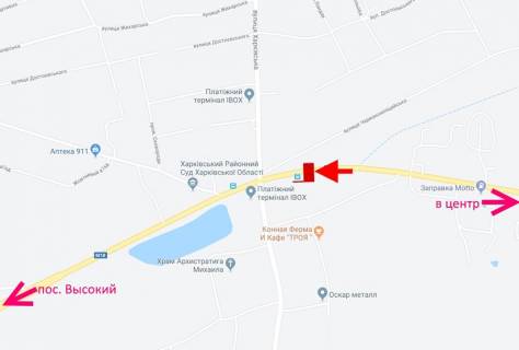 Билборд B в Харькове Сімферопольське шосе-вул. Харківська -поворот на Бабаї -прапорець №5-з центру схема