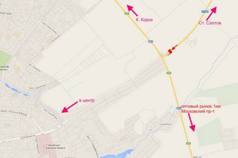 Билборд B на трассах Харьковской области, 3х6  Салтівське шосе-розв'язка з кільцевою-4-в центр схема
