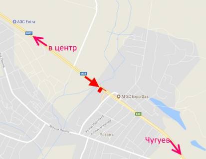 Билборд A в Рогане Пр-т Героїв Харкова - Ростовська траса-сел. Рогань-1-із центру схема