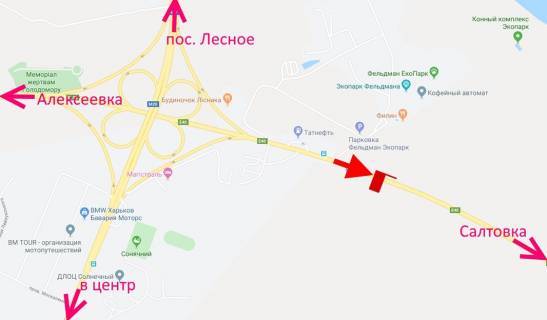 Билборд B в трасах Харкова, 3х6  Лозовеньківський пр-т-Фельдман-екопарк-прапорець №7- у бік Салтівки схема