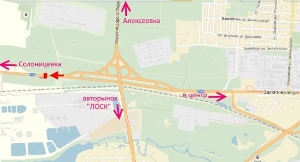 Билборд B в Харькове вул.Залютинська -розв'язка з кільцевою-прапорець №5-із центру схема