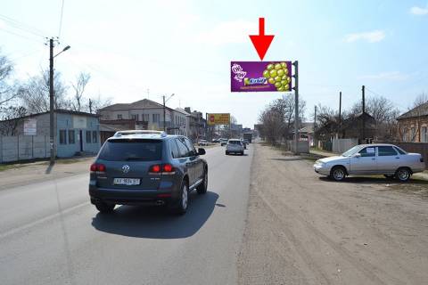 Билборд A в Мерефе Мерефа-вул. Дніпровська-вул. Леонівська-поворот на вокзал-прапорець №2-у бік сел. Селекційне фото 1