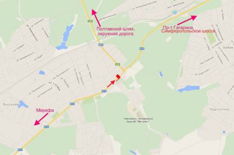 Билборд A в Харькове Сімферопольське шосе-сел. Високий-пост Поліції-в'їзд у місто схема