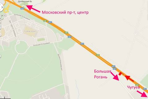 Билборд A в трасах Харкова, 3х6  Пр-т Героїв Харкова - Ростовська траса-519км-2-в центр схема