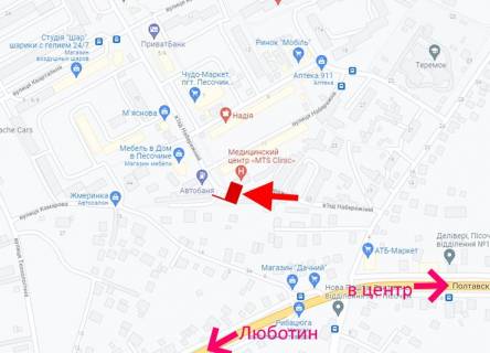 Билборд B в трасах Харкова, 3х6  сел.Пісочин-в'їзд Набережний-мікр-н "Мобіль"-з центру схема
