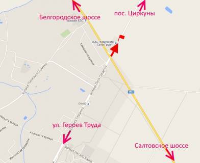 Билборд B в Харькове вул. Леся Сердюка (Командарма Корка) -Кільцева дорога-1-із центру схема