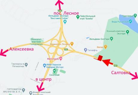 Білборд, Бігборд (Борд)  B у Харкові, 3х6  Лозовеньківський пр-т- поворот на Фельдман-екопарк-прапорець №3- в бік Олексіївки схема