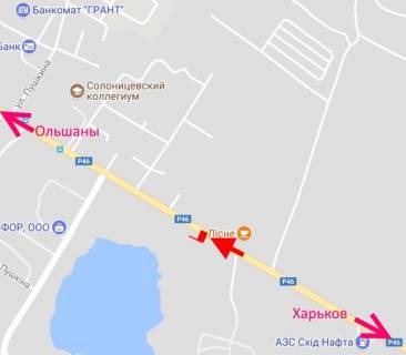 Билборд B в Солоницевке сел. Солоницівка-кафе Лісне - у бік Ольшан схема